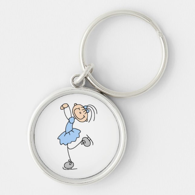 Porte-clés T-shirts et cadeaux bleus de patineur artistique (Devant)