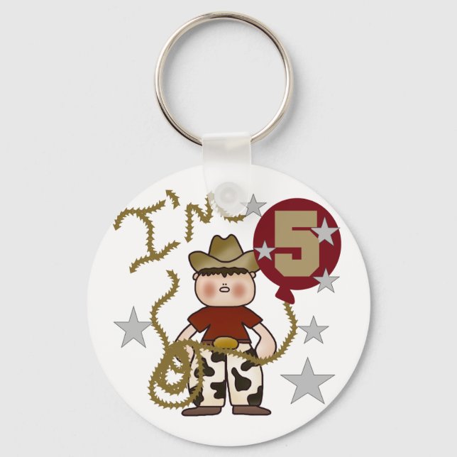 Porte-clés T-shirts et cadeaux Cowboy 5e anniversaire (Recto)