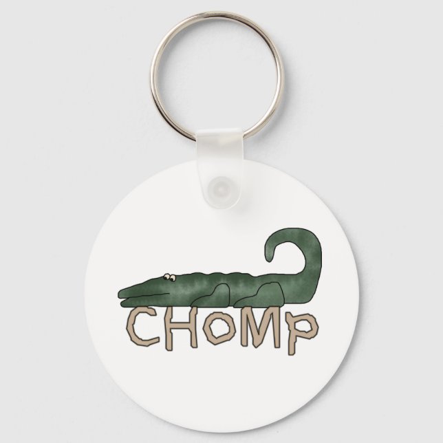 Porte-clés T-shirts et cadeaux d'alligator de mastication bru (Recto)