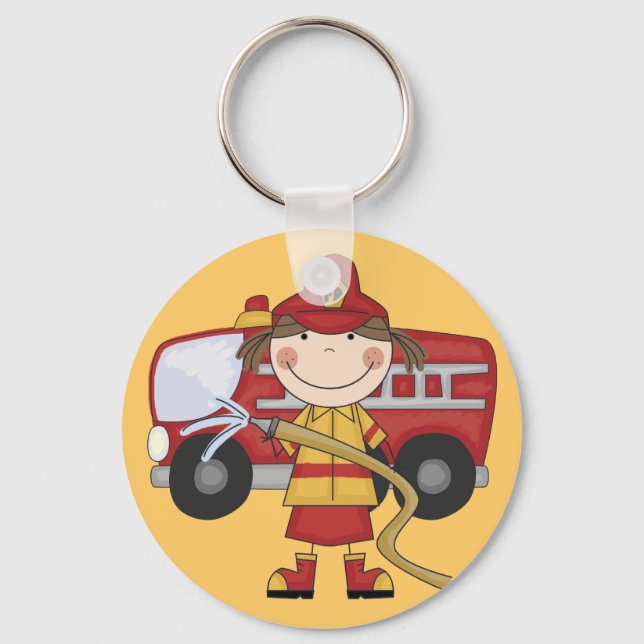 Porte-clés T-shirts et cadeaux féminins pompiers (Recto)