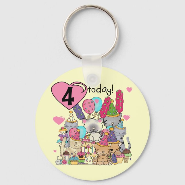 Porte-clés T-shirts et cadeaux fête Kittens 4e anniversaire (Recto)