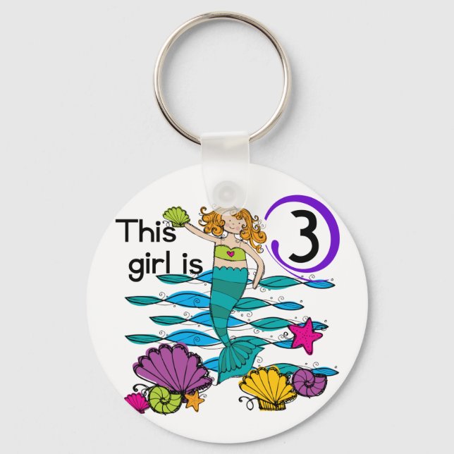 Porte-clés T-shirts et cadeaux Mermaid 3e anniversaire (Recto)
