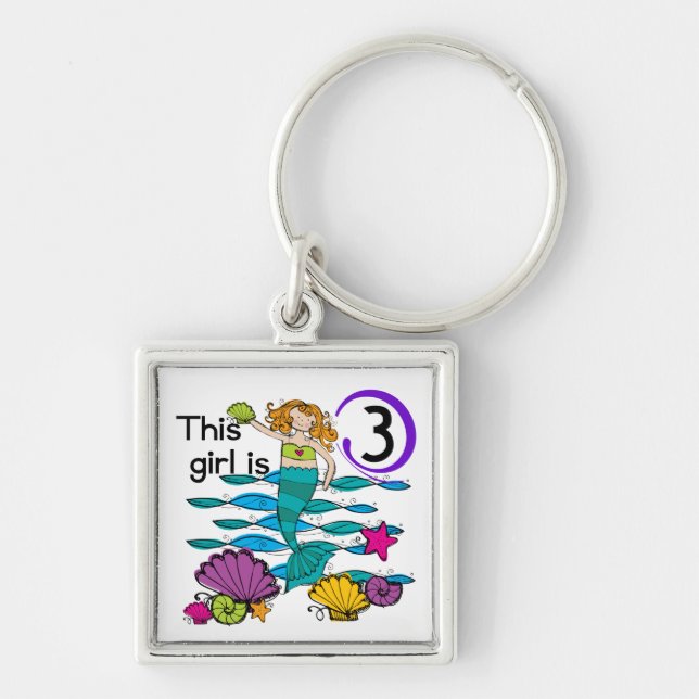 Porte-clés T-shirts et cadeaux Mermaid 3e anniversaire (Devant)