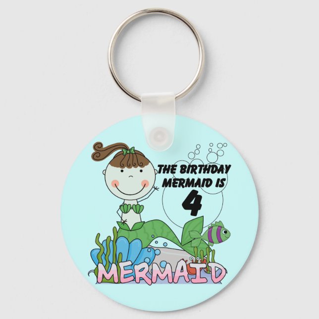 Porte-clés T-shirts et cadeaux Mermaid 4th Birthday (Recto)