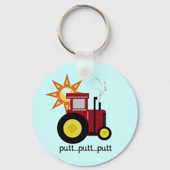 Porte-clés T-shirts et cadeaux rouges de tracteur de ferme (Recto)