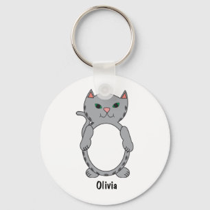 Porte-clés Tabby Gris Cat Cute Personnaliser