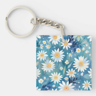 Porte-clés Tableau avec fleurs blanches