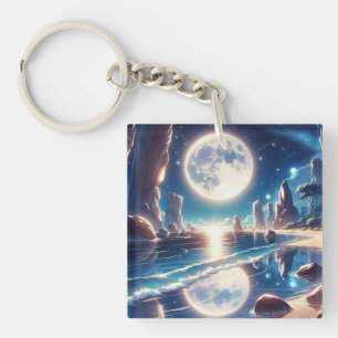 Porte-clés Tableau De Plage Lune Idyllique