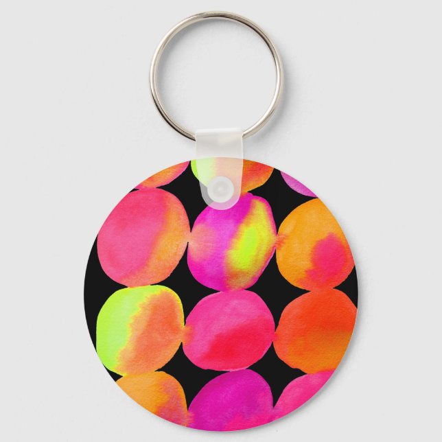 Porte-clés Taches néon aquarelle pop art (Recto)