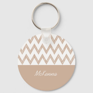 Porte-clés Tan Chevron Tan Tan Tigzags au crayon tendance ave