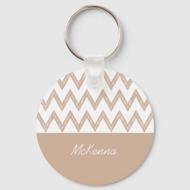 Porte-clés Tan Chevron Tan Tan Tigzags au crayon tendance ave (Recto)