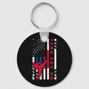 Porte-clés Tang Soo Do Martial Arts Karate Drapeau Américain 