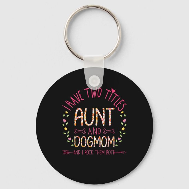 Porte-clés tante et chien maman cadeaux femmes tournesol coeu (Recto)