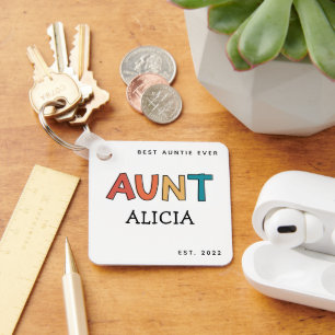 Porte-clés Tante Personnalisée Retro Cadeau Meilleure Tante J