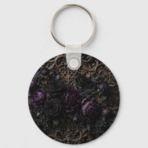 Porte-clés Tapis de table Fleurs noires gothiques baroques