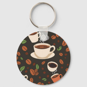 Porte-clés Tasses de café Grains Matin Motif