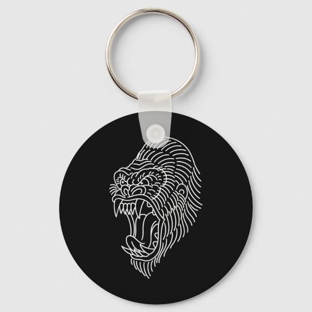 Porte-clés Tatouage à la tête de gorille traditionnelle améri (Recto)
