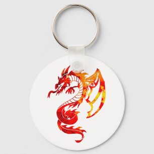 Porte-clés Tatouage de dragon de feu rouge