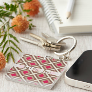 Porte-clés Taupe, Taupe Légère, Diamants Ikat Rose Chaud STay