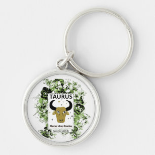 Porte-clés Taureau Zodiaque Maître du Destin Art Floral