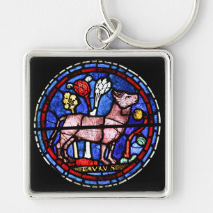 Porte-clés Taurus Astrology Stained Glass Windows Keychain