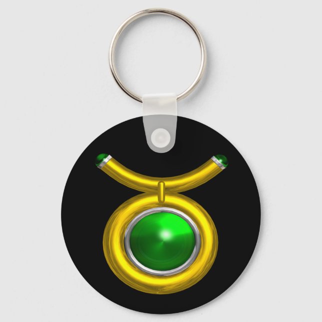 PORTE-CLÉS TAURUS /OR, EMÉRALD VERT SIGNE ZODIAC JEWEL (Recto)
