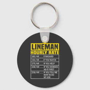 Porte-clés Taux horaire drôle de Lineman
