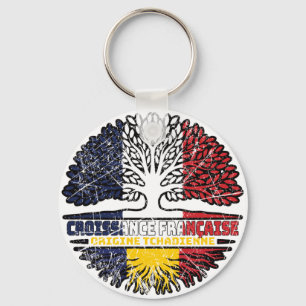 Porte-clés Tchad Tchadien France Drapeau Des Racines D'Arbre