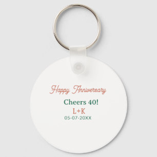 Porte-clés Tchin 40 joyeux anniversaire orange vert nom date