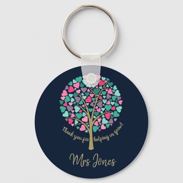 Porte-clés Teacher appreciation venft gold glitter heart tree (Recto)