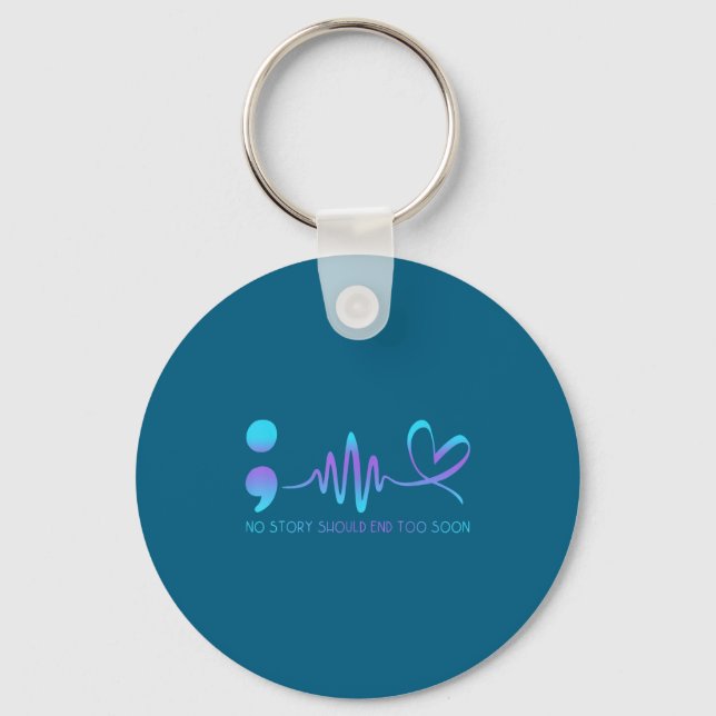 Porte-clés Teal &amp; Purple Semicolon Suicide Prevention Awa (Recto)