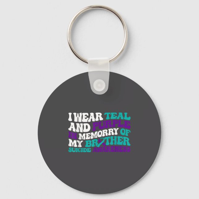 Porte-clés Teal Purple Ribbon Suicide Awareness Brother Aware (Recto)