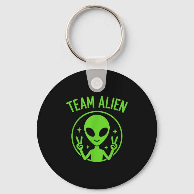 Porte-clés Team Alien – Funny Green Extraterrestrial Peace Si (Recto)