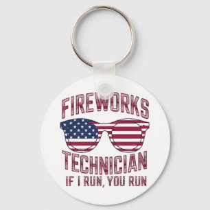 Porte-clés Technicien de feux d'artifice 4 juillet drôle Usa