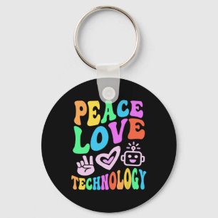 Porte-clés TECHNOLOGIE D'AMOUR DE PAIX vintage Retro Informat