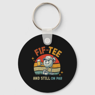 Porte-clés Tee Retro Cinquante Golf Fête d'anniversaire 50e a