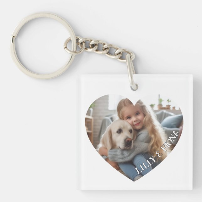 Porte-clés Télécharger Personnalisé Coeur Photo Ajouter Nom F (Devant)