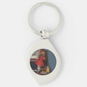 Porte-clés Téléphone Antique de Petite Fille de Noël