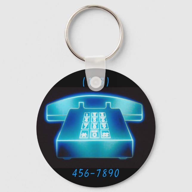 Porte-clés Téléphone bleu personnalisable (Recto)