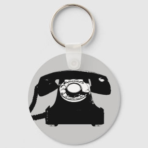 Porte-clés téléphone noir rétro