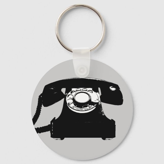 Porte-clés téléphone noir rétro (Recto)