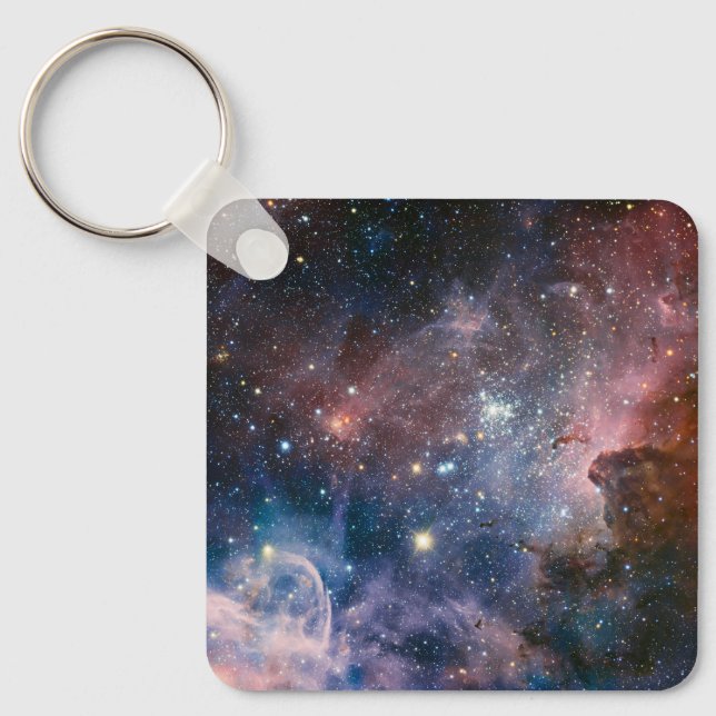 Porte-clés Télescope Nebula Hubble Carina Rouge et Bleu (Recto)