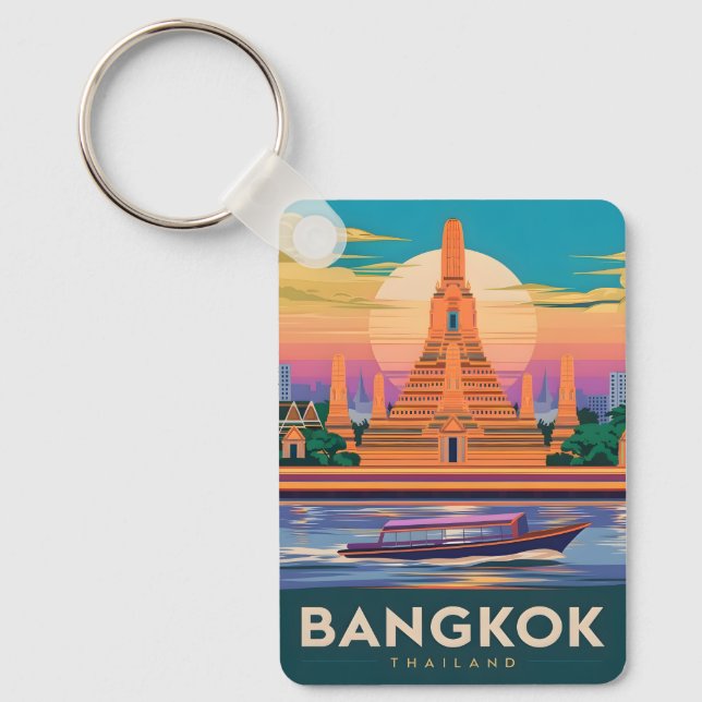 Porte-clés Temple du coucher de soleil de Bangkok Thaïlande V (Recto)