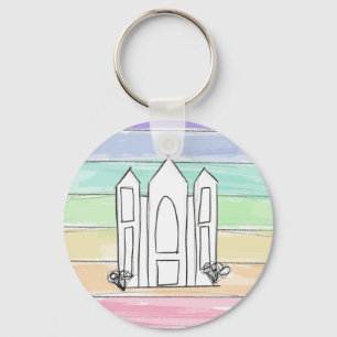 Porte-clés Temple LDS Salt Lake City coucher de soleil arc-en