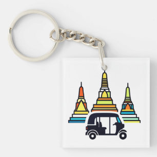 Porte-clés Temples thaïlandais et tuk tuks