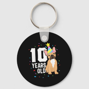 Porte-clés Tenues d'anniversaire de chien bouledogue français
