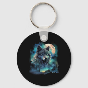 Porte-clés Terrain de chasse au loup gris Galaxie de la forêt