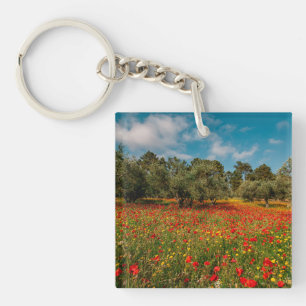 Porte-clés terrain fleuri et arboré
