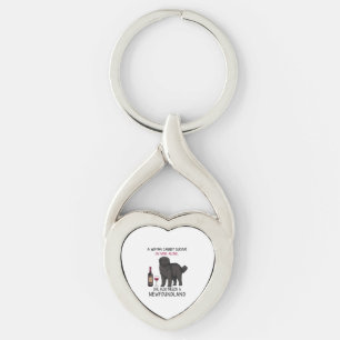 Porte-clés Terre-Neuve et le vin Drôle chien