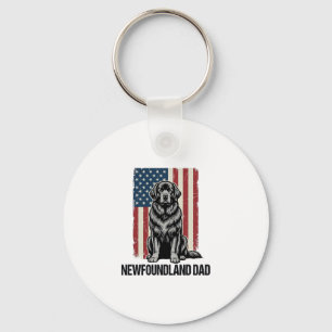 Porte-clés Terre-Neuve Papa Chien Patriotique Vintage